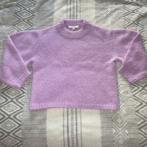 Tibi Cropped Cozette Alpaca Wool Sweater in Purple XS